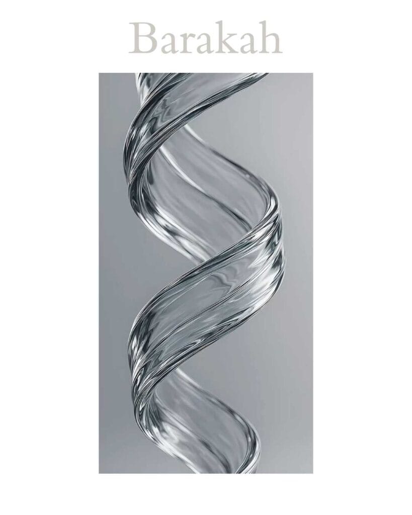 Flowing water symbolizing Barakah (بركة) in Islam, representing the continuous flow of divine blessing, abundance, and mercy from Allah ﷻ.