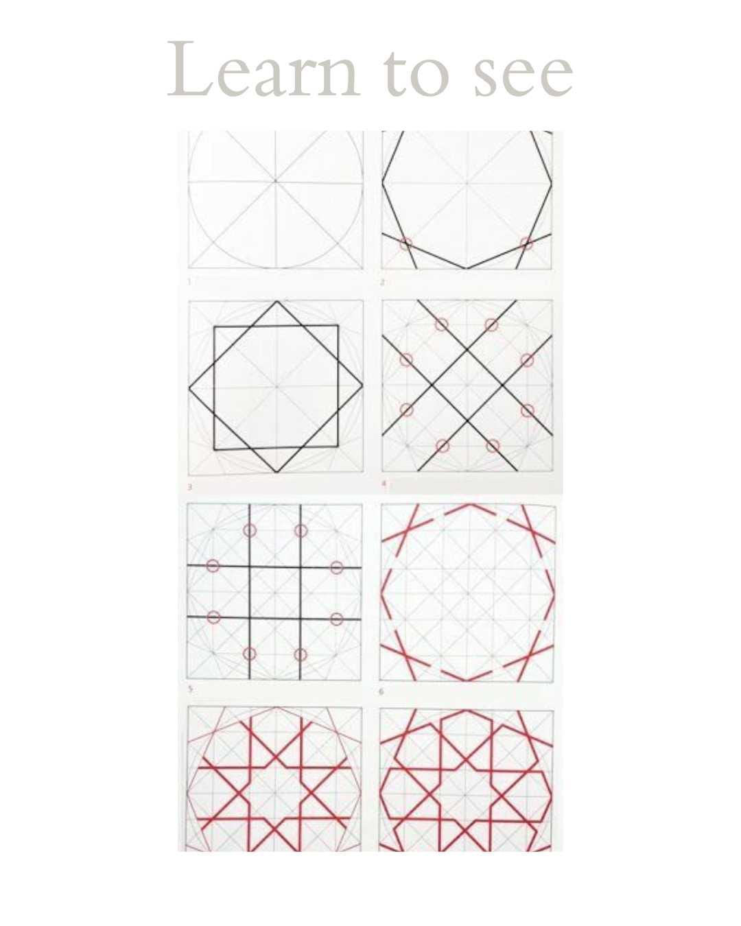 Construction of an Islamic geometric pattern illustrating how circles, squares and stars create the visual language of Islamic architecture.