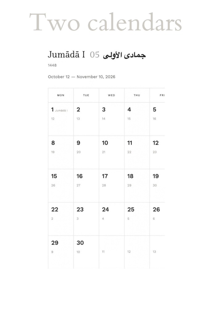 Living between two calendars: the Hijri year and the solar year side by side